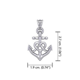 Celtic Heart With Anchor Silver Pendant TPD6056 - DiveSilver Jewelry